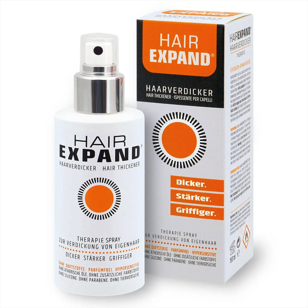 Hairexpand hair thickener and a box